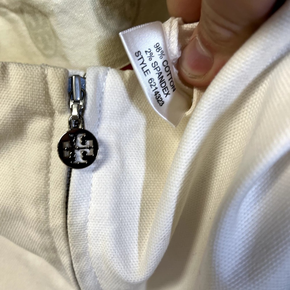 TORY BURCH Women's Zip Front Mid Rise Flared Leg Ankle Pants White Size 4 - Picture 7 of 9